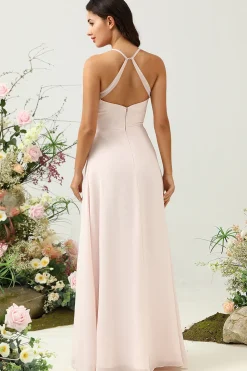 Sereia Rosa Chiffon Vestido de Dama de Honor