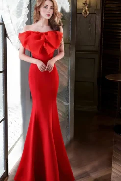 Sereia Rosa Strapless Long Prom Dress com Arco