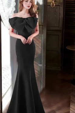 Sereia Rosa Strapless Long Prom Dress com Arco