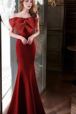 Sereia Rosa Strapless Long Prom Dress com Arco