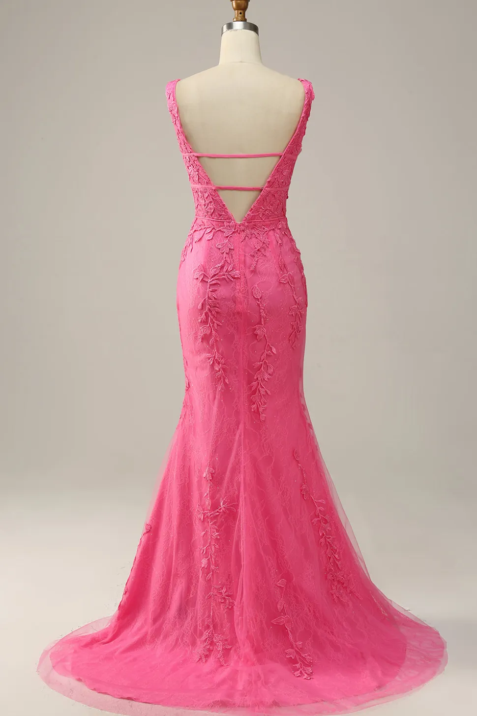 Sereia Rosa Vestido de Fiesta Com Costas Abertas