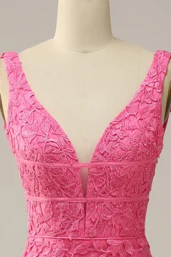 Sereia Rosa Vestido de Fiesta Com Costas Abertas