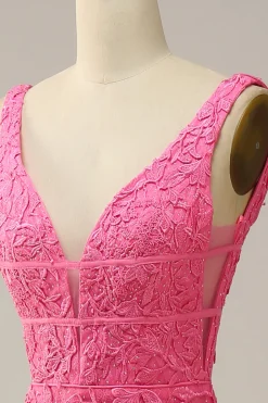 Sereia Rosa Vestido de Fiesta Com Costas Abertas