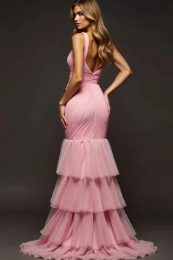 Sereia Rosa V-Neck Tiered Chiffon Prom Dress