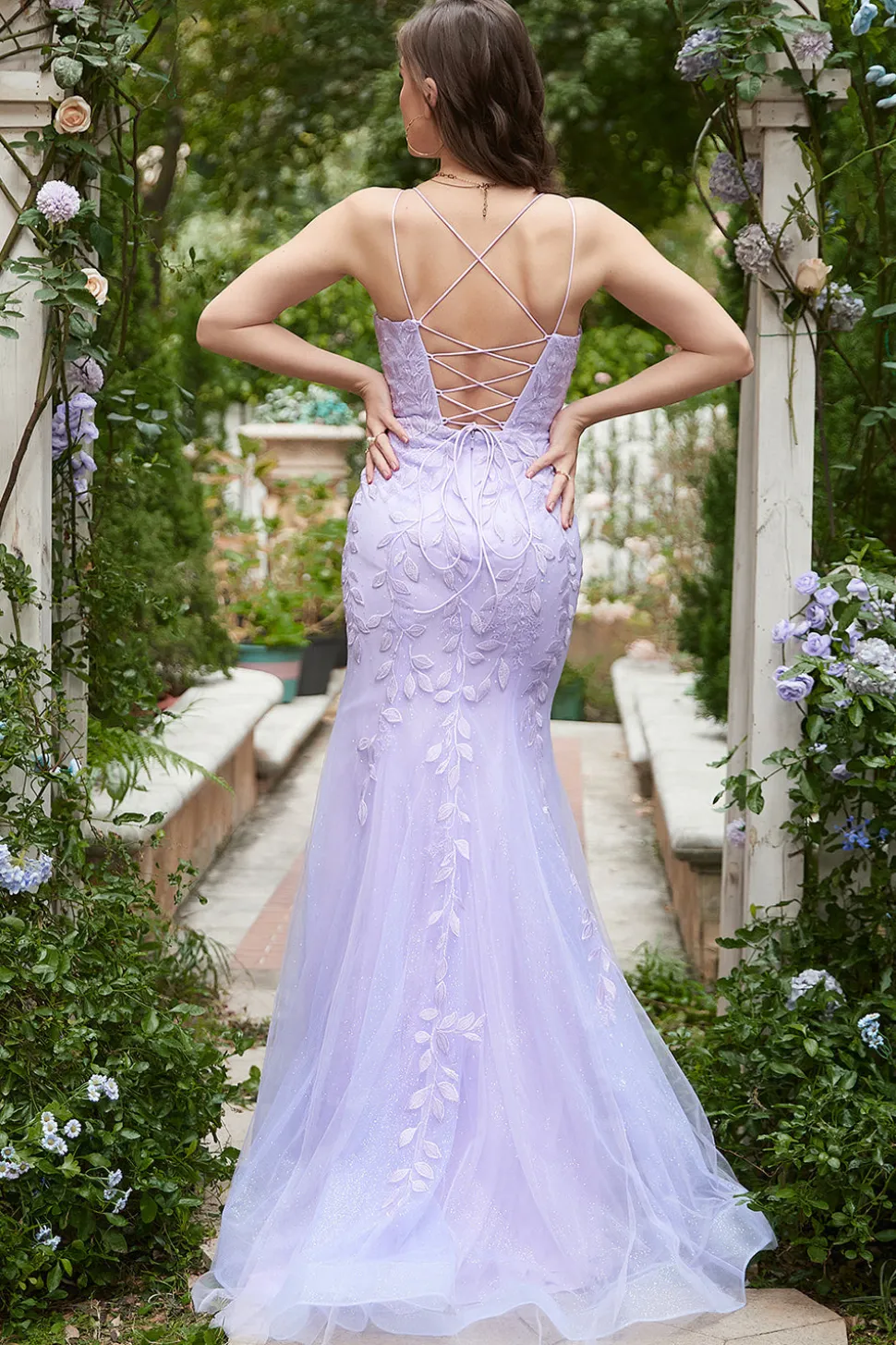 Sereia Roxo Vestido de Baile Com Apliques
