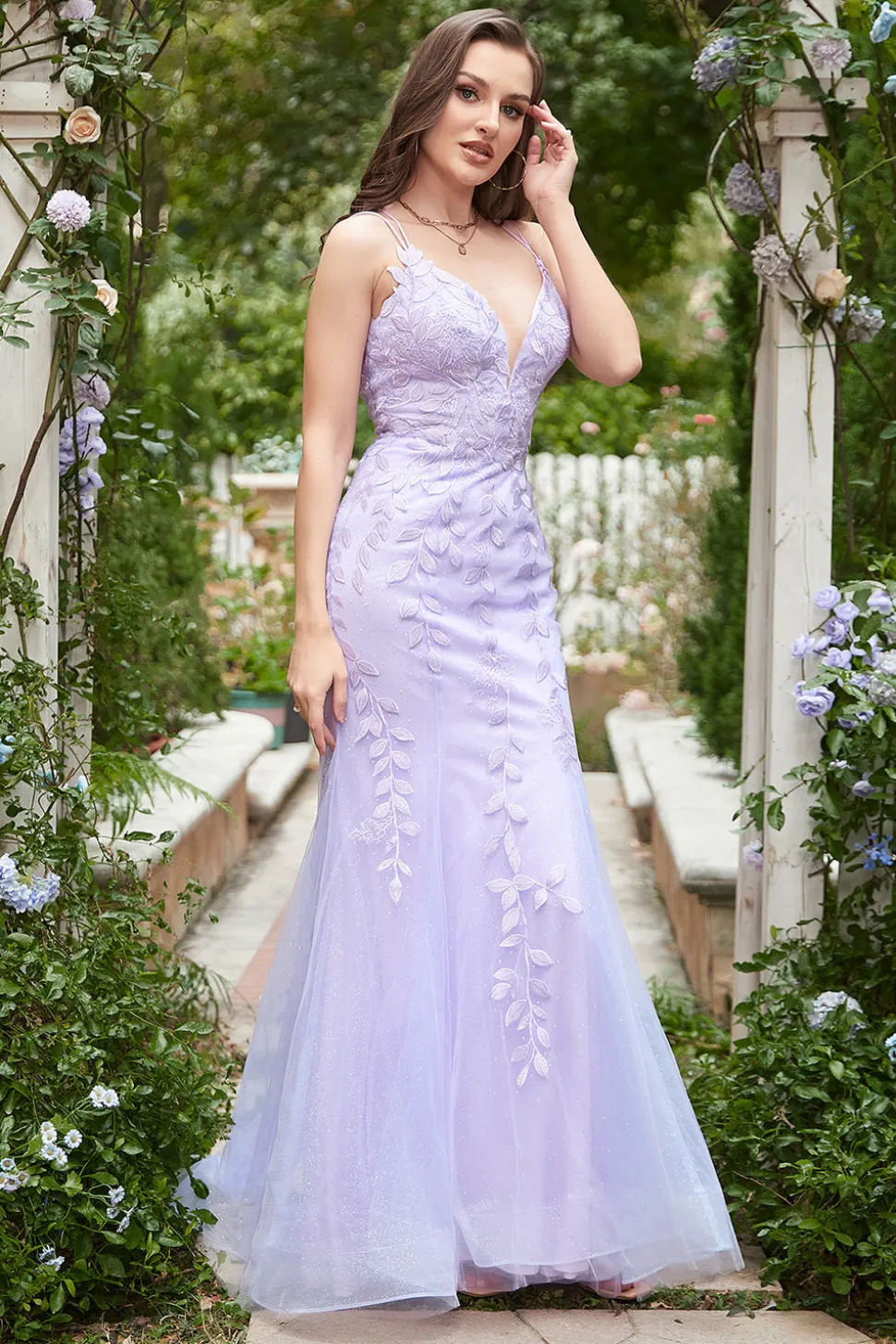 Sereia Roxo Vestido de Baile Com Apliques