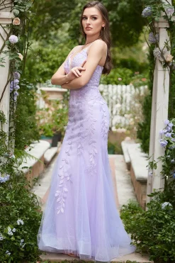 Sereia Roxo Vestido de Baile Com Apliques