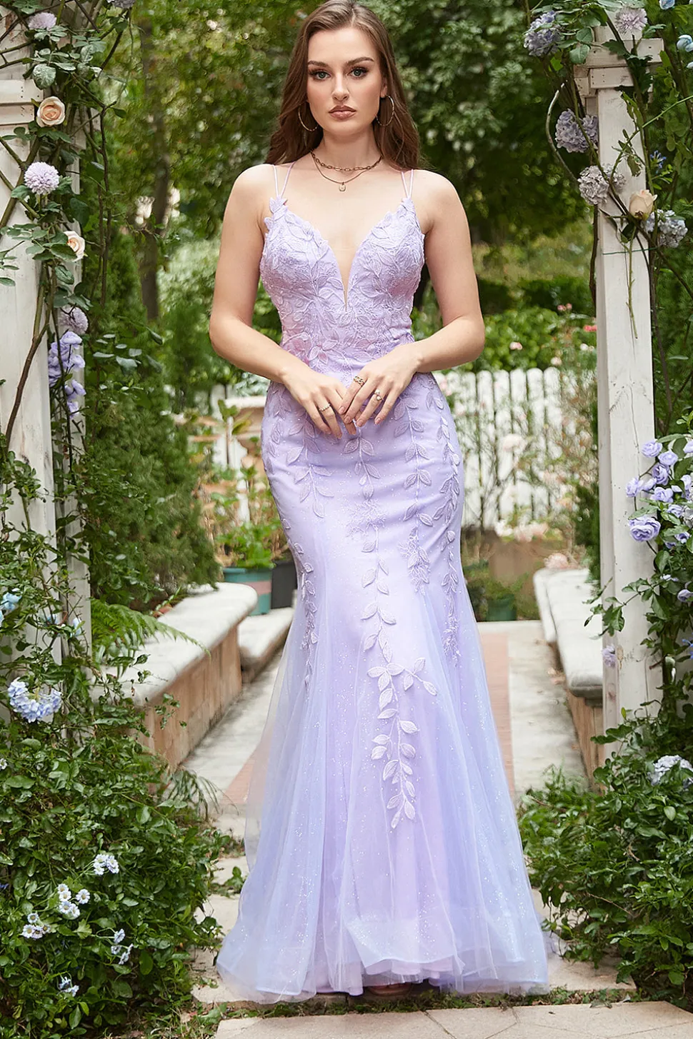 Sereia Roxo Vestido de Baile Com Apliques