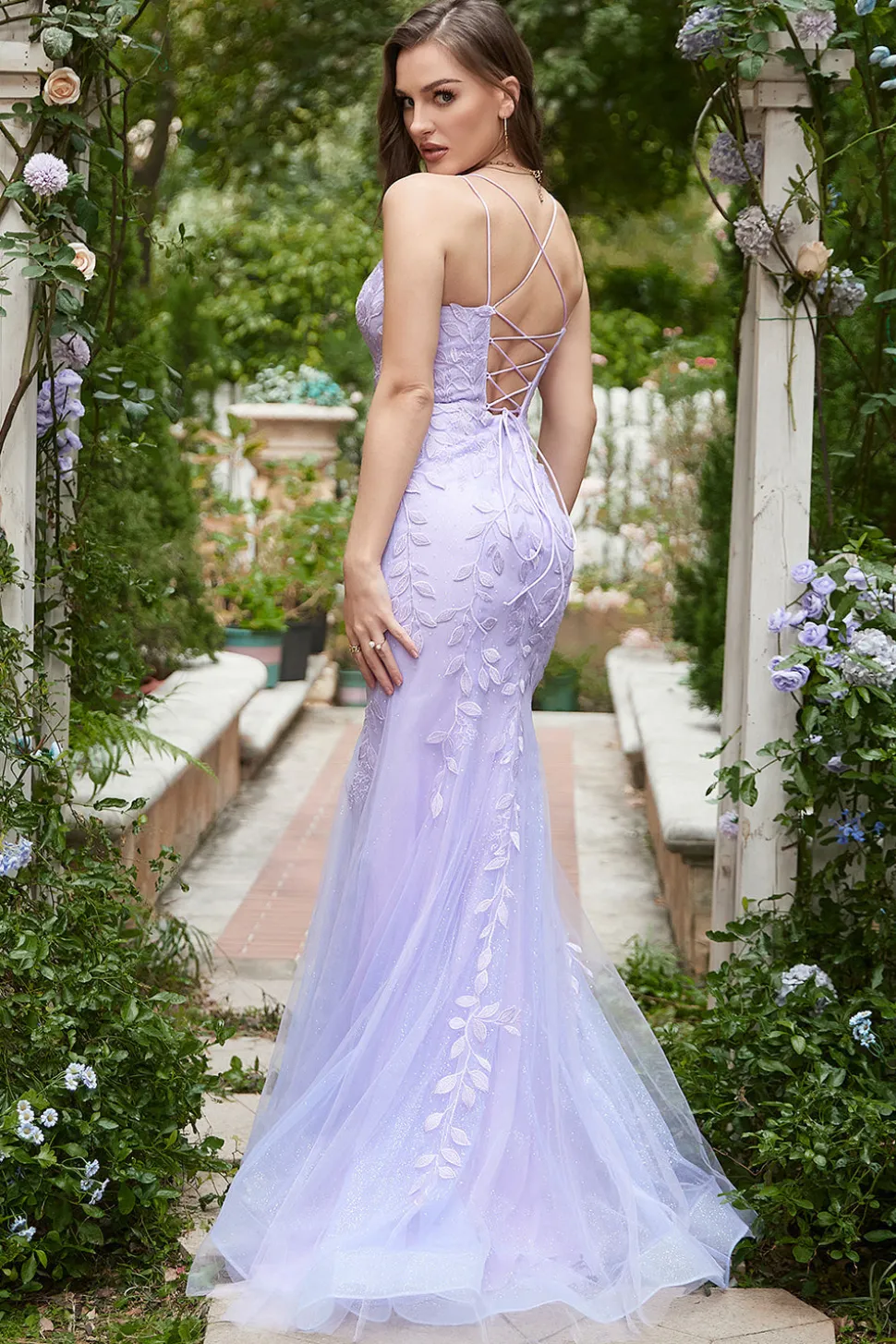 Sereia Roxo Vestido de Baile Com Apliques