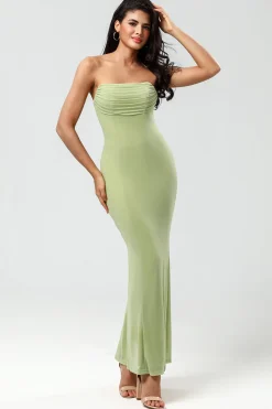 Sereia sem alças Limão Verde Vestido Longo Madrinha