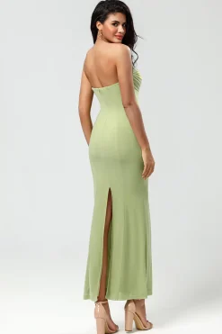 Sereia sem alças Limão Verde Vestido Longo Madrinha