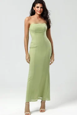 Sereia sem alças Limão Verde Vestido Longo Madrinha