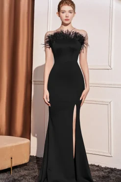Sereia sem alças vestido de baile de formatura com penas