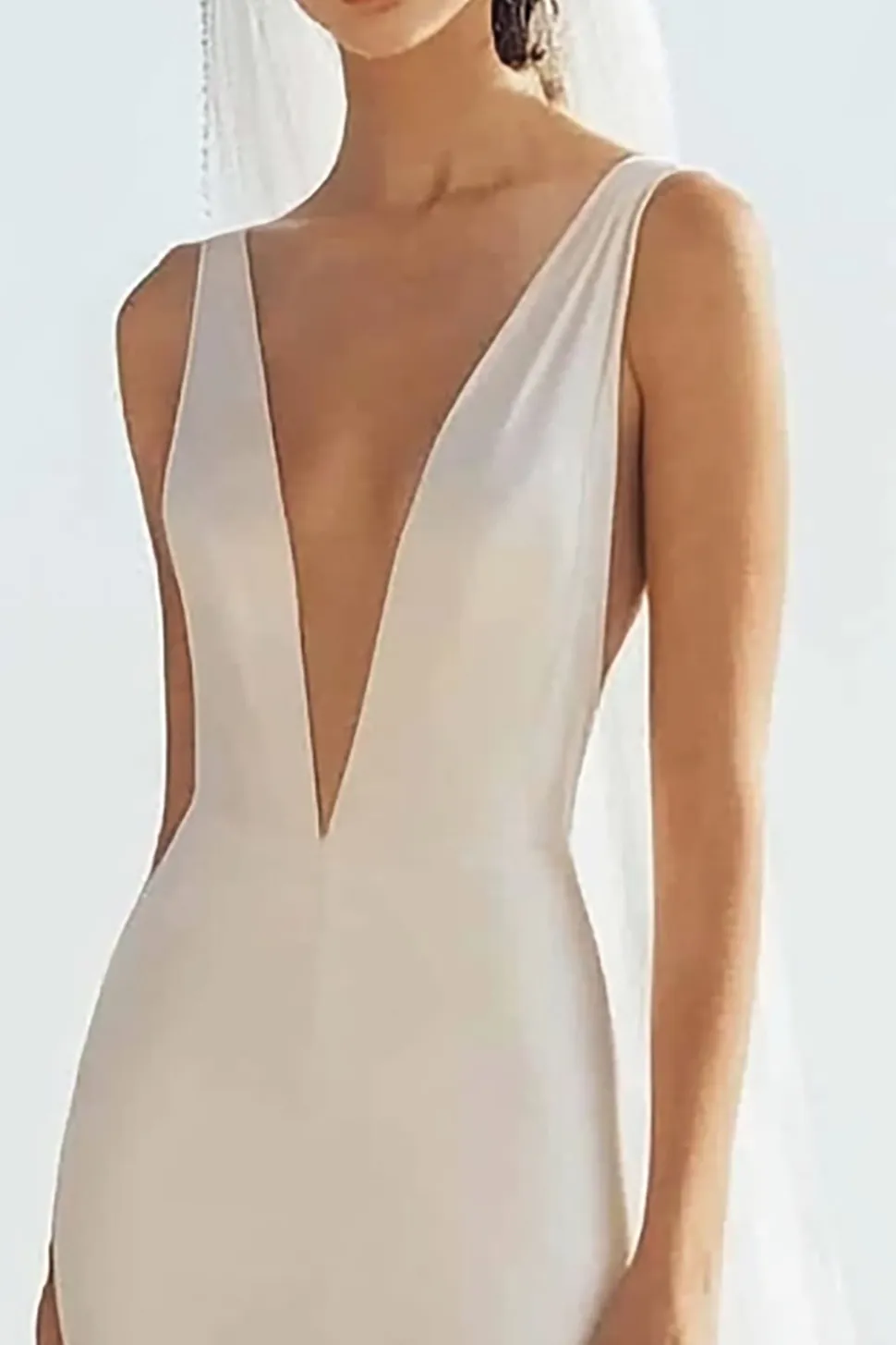 Sereia simples lvory espaguete alças vestido de noiva longo