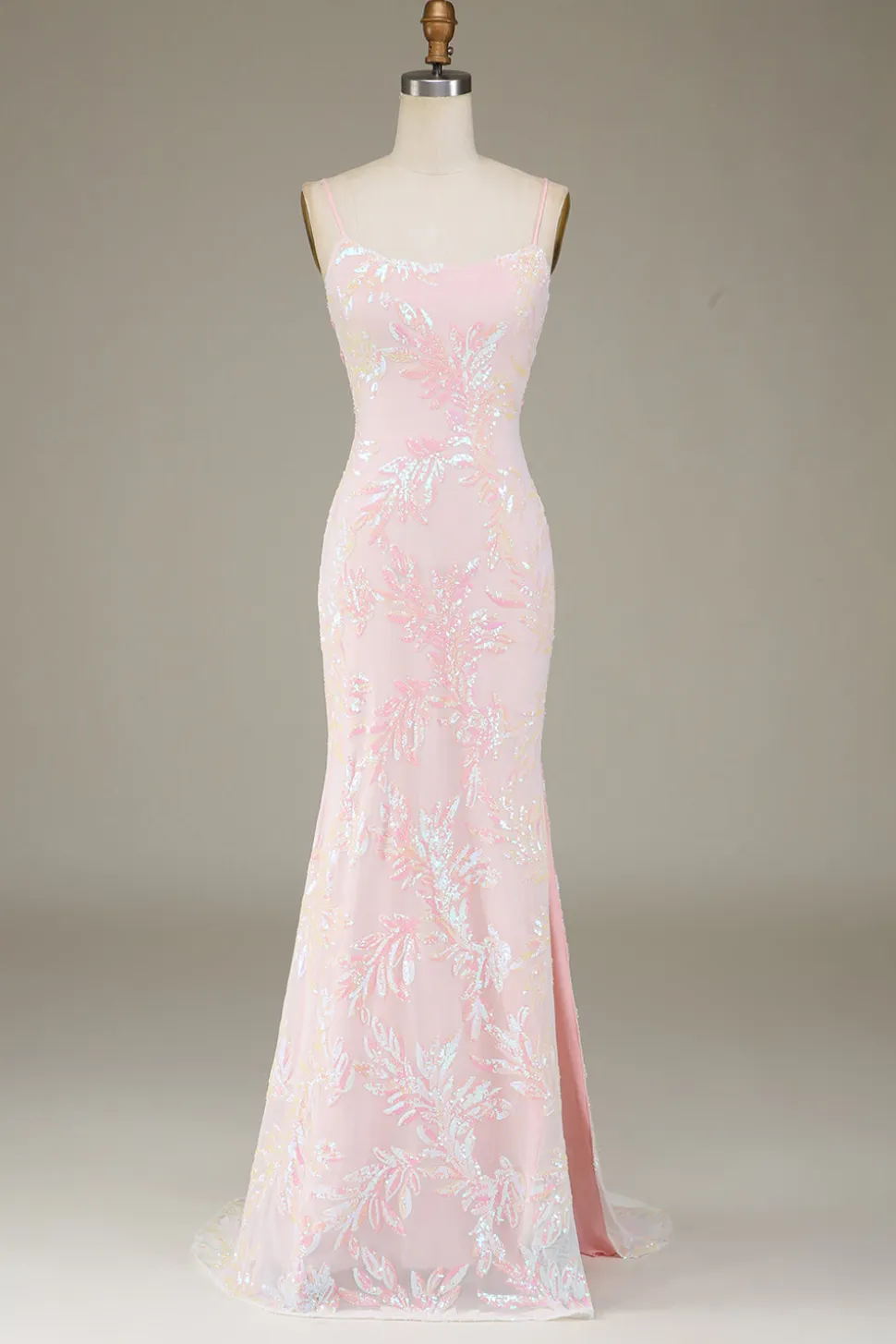 Sereia Sparkly Pink Prom Dress com Fenda