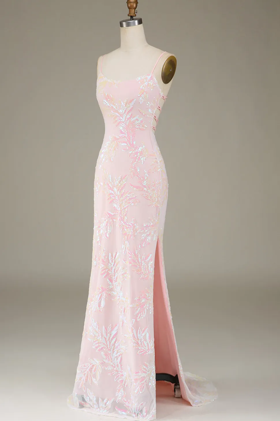 Sereia Sparkly Pink Prom Dress com Fenda