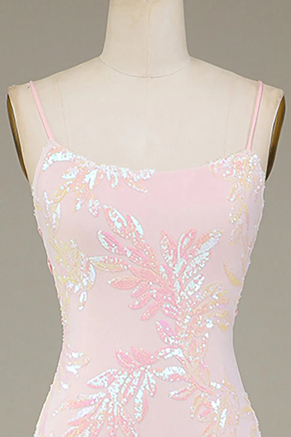 Sereia Sparkly Pink Prom Dress com Fenda