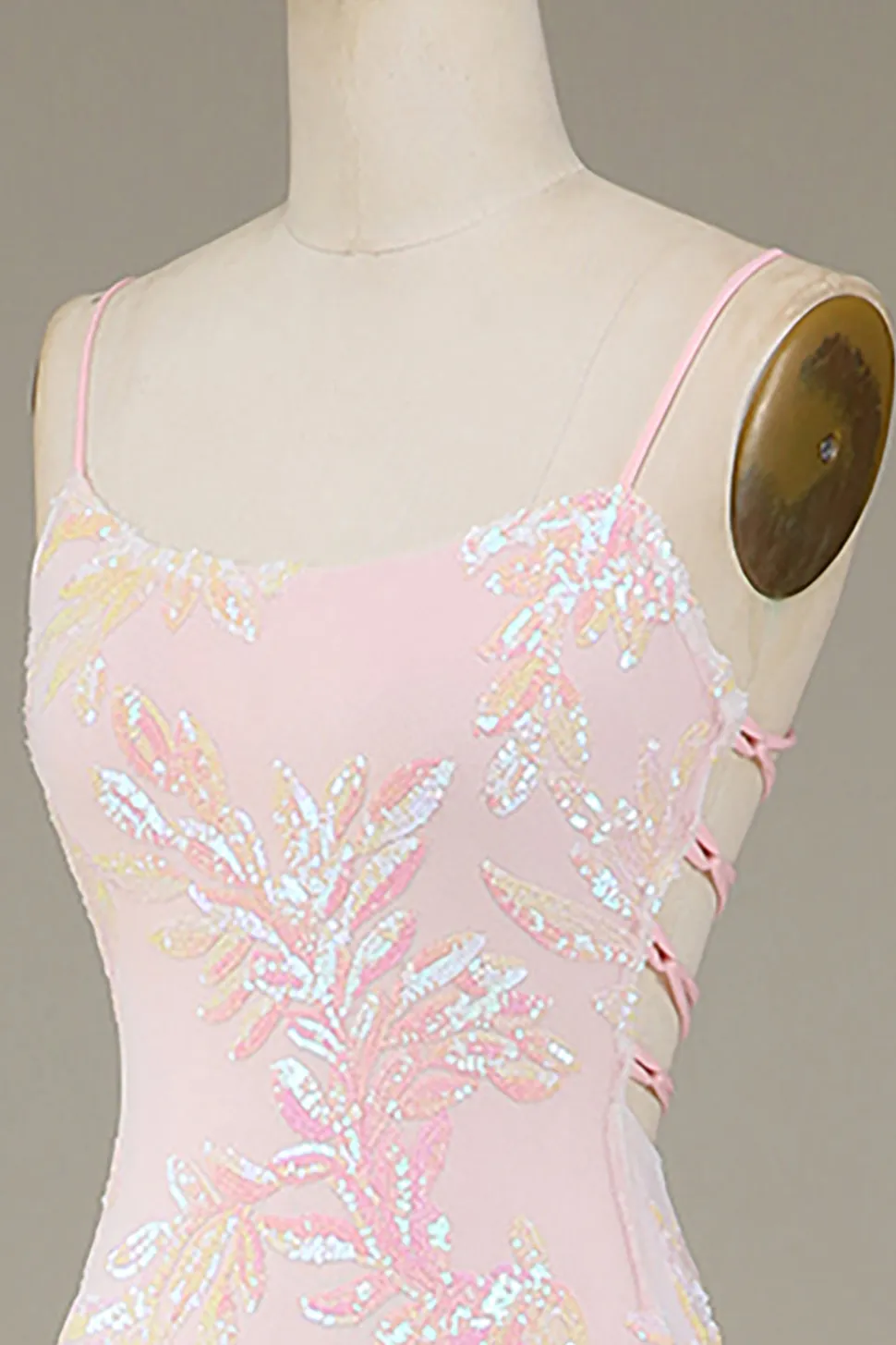 Sereia Sparkly Pink Prom Dress com Fenda