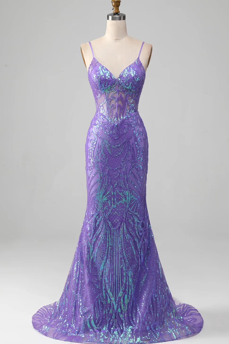 Sereia Sparkly Purple Corset Prom Dress