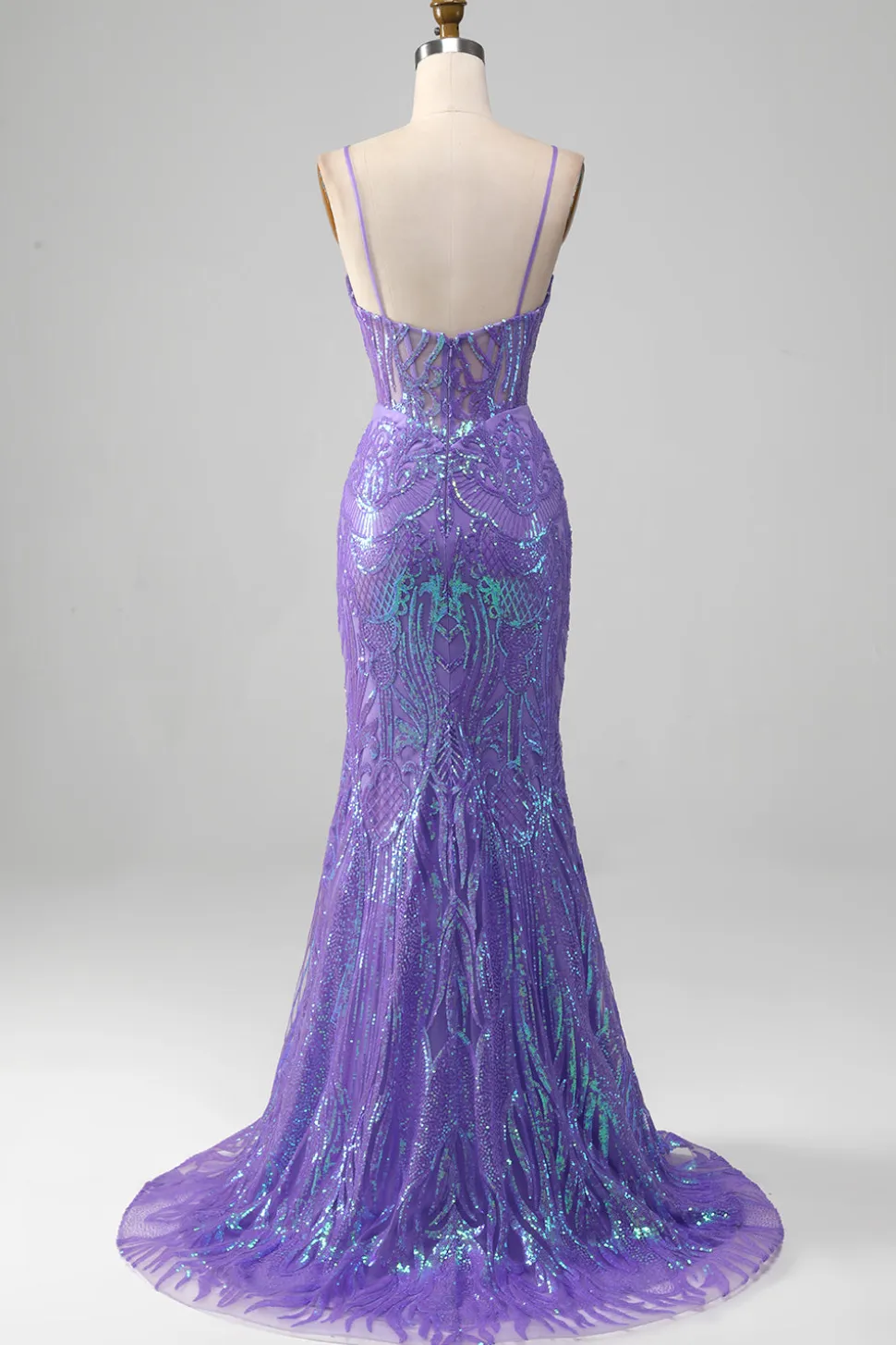 Sereia Sparkly Purple Corset Prom Dress