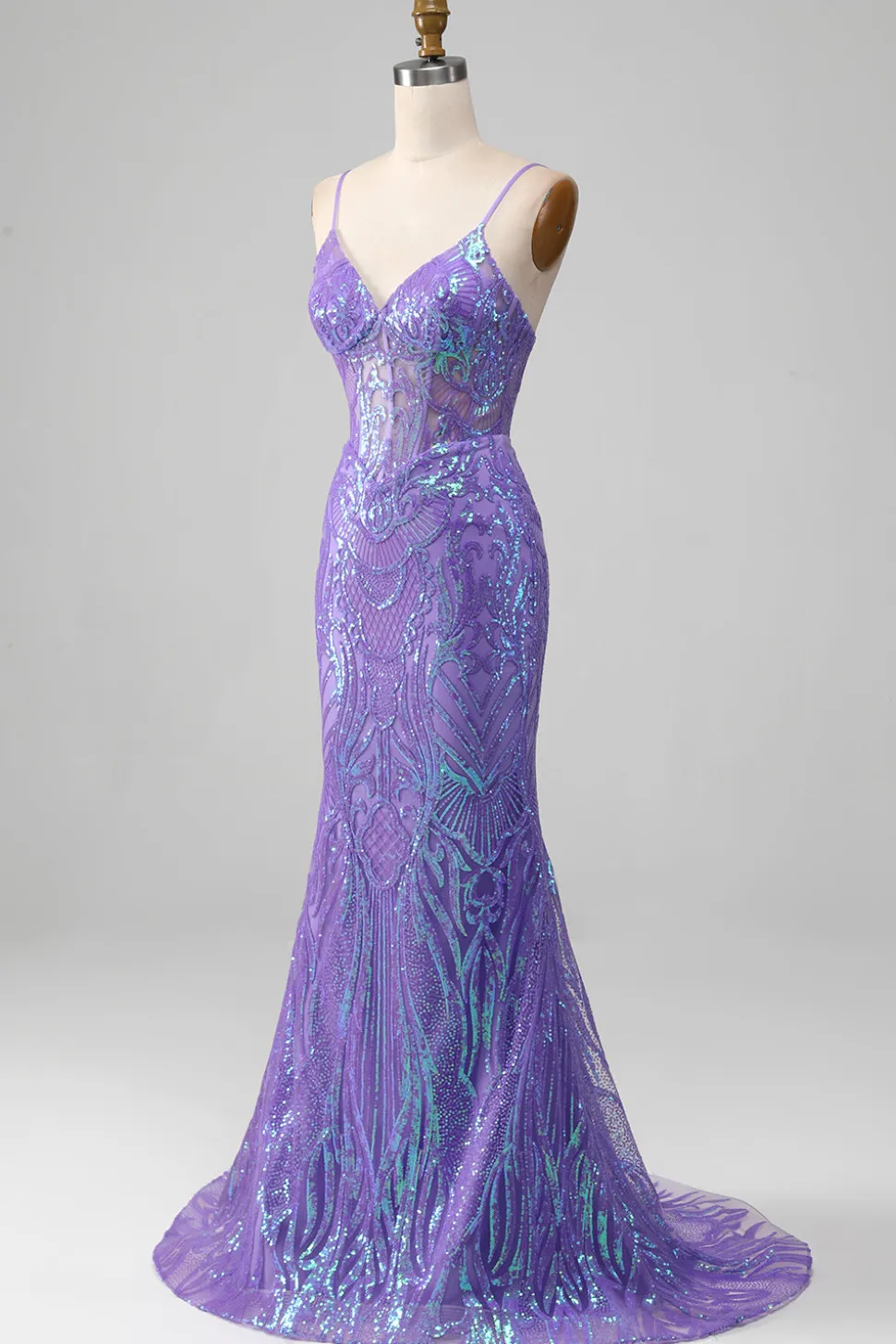 Sereia Sparkly Purple Corset Prom Dress