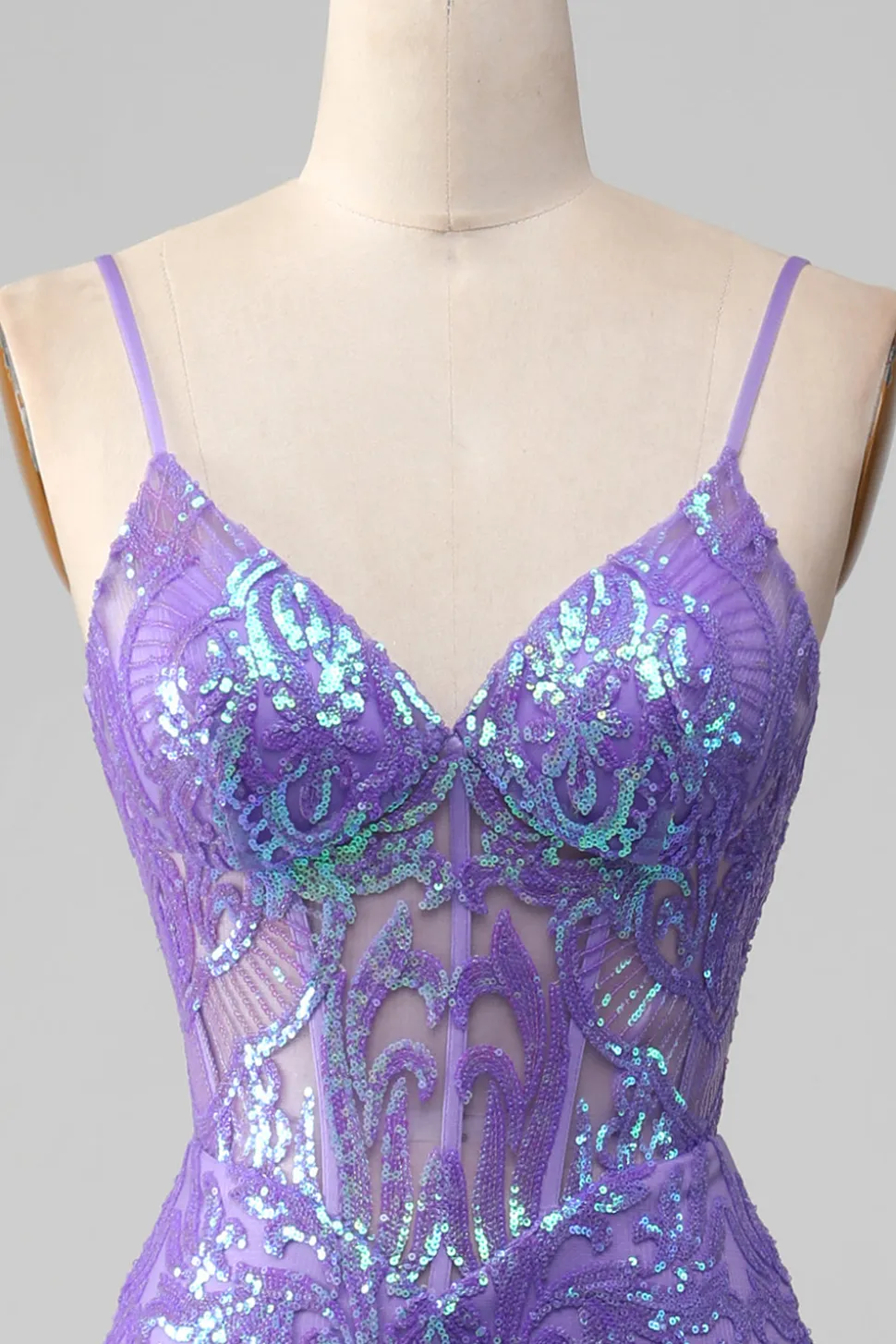 Sereia Sparkly Purple Corset Prom Dress