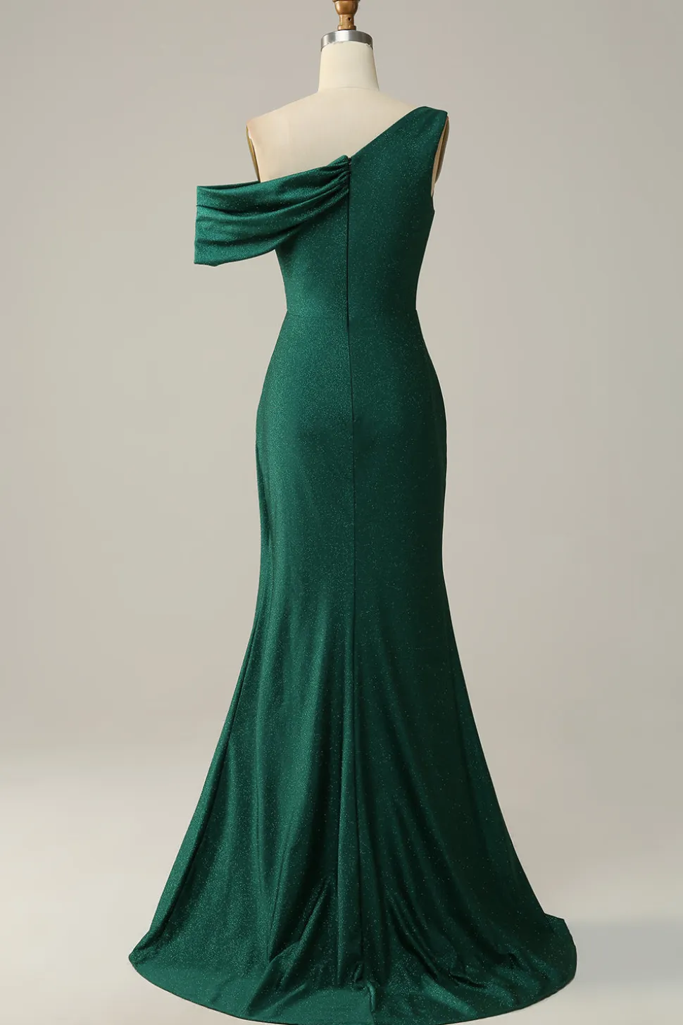 Sereia Um Ombro Verde Escuro Vestido de Festa