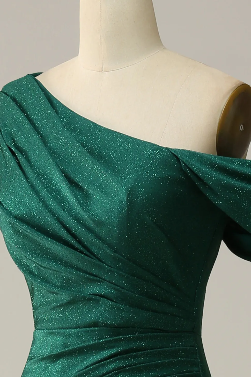 Sereia Um Ombro Verde Escuro Vestido de Festa