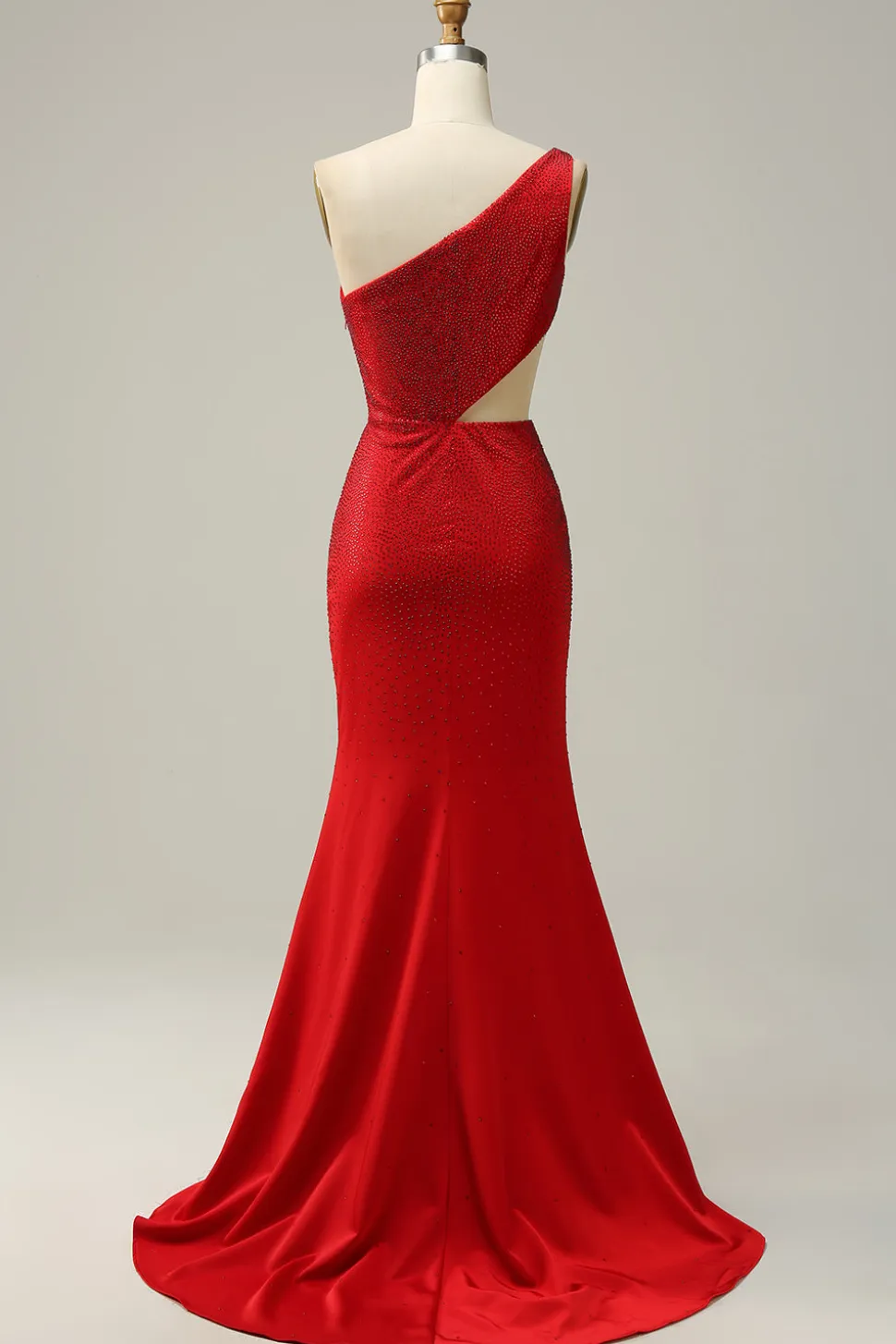 Sereia Um Ombro Vermelho Vestido de Festa