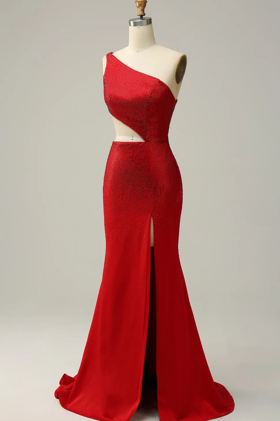 Sereia Um Ombro Vermelho Vestido de Festa