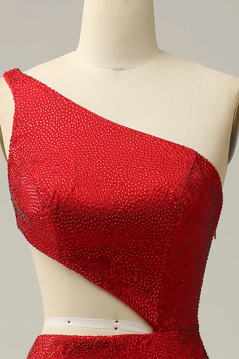 Sereia Um Ombro Vermelho Vestido de Festa