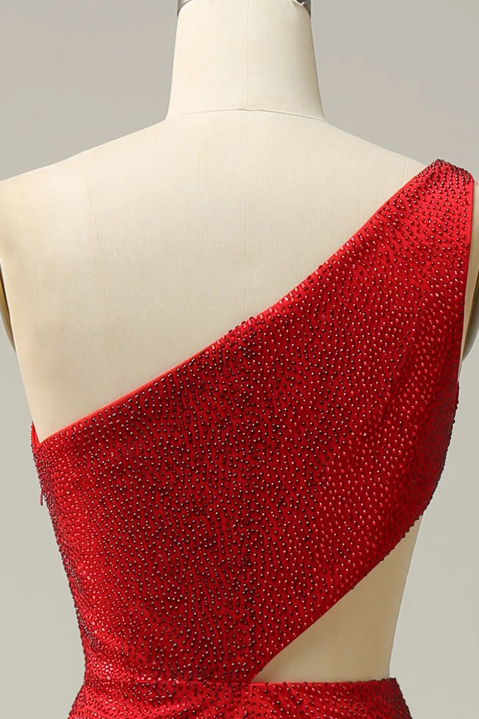 Sereia Um Ombro Vermelho Vestido de Festa