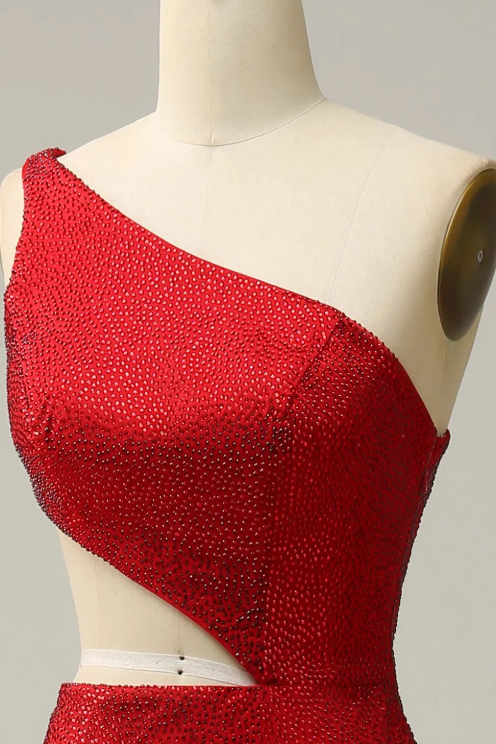 Sereia Um Ombro Vermelho Vestido de Festa