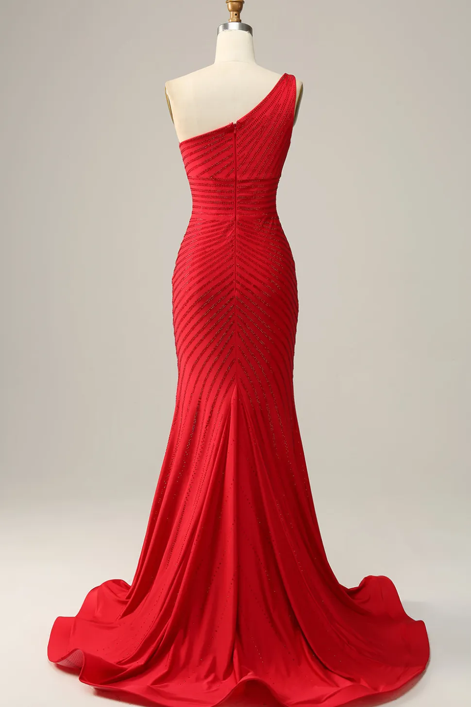 Sereia Um Ombro Vermelho Vestido de Festa