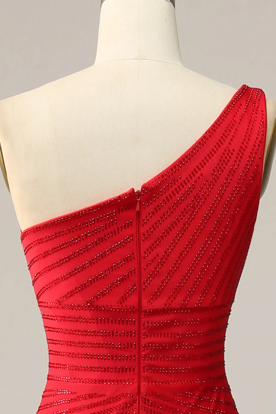 Sereia Um Ombro Vermelho Vestido de Festa