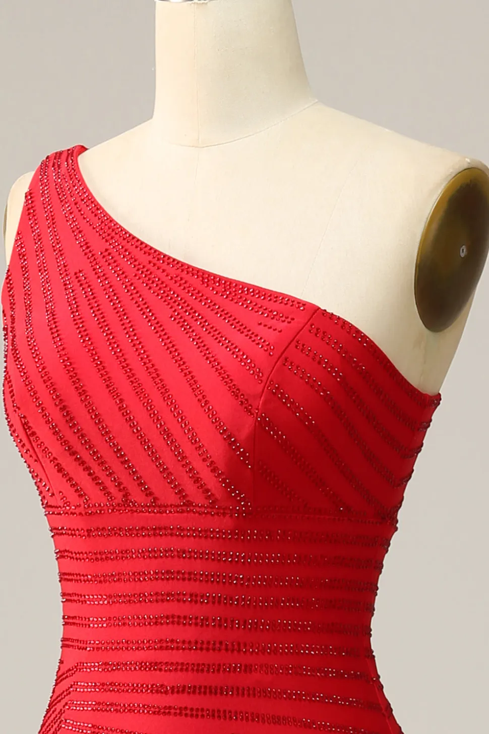 Sereia Um Ombro Vermelho Vestido de Festa