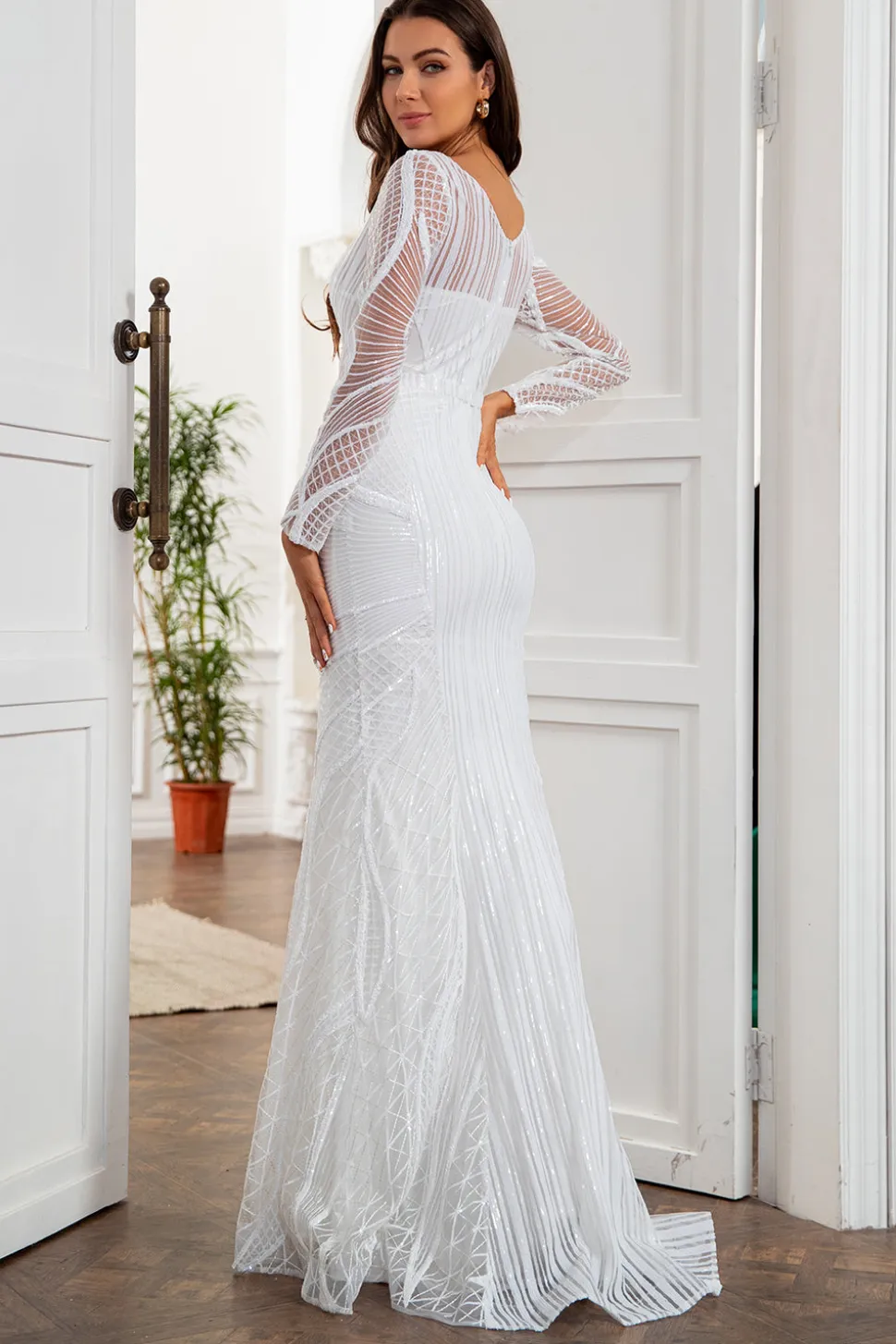 Sereia V Pescoço Blush Vestido Mãe Mãe