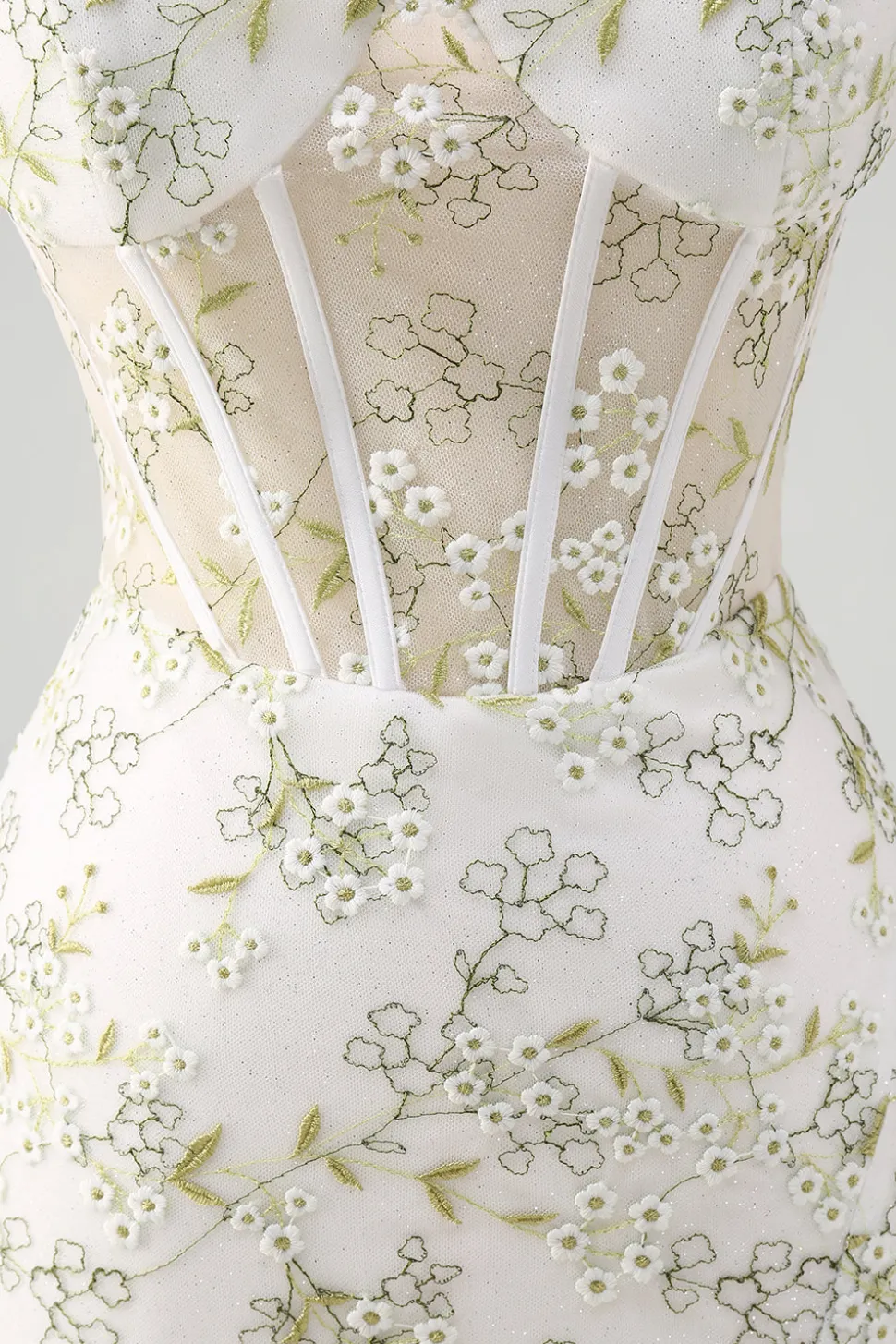 Sereia Verde Claro Fora do Ombro Corset Vestido Longo Baile de Formatura com Bordado