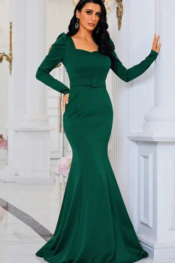 Sereia Verde Escura Mãe do Vestido da Noiva com Fenda