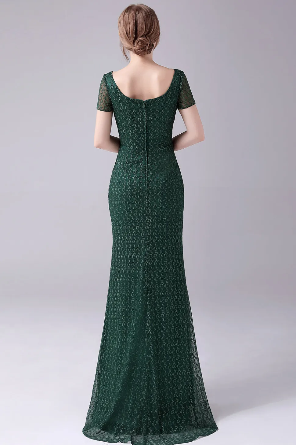 Sereia Verde Escura Pescoço Quadrado Chão-Comprimento Mãe Do Vestido Da Noiva