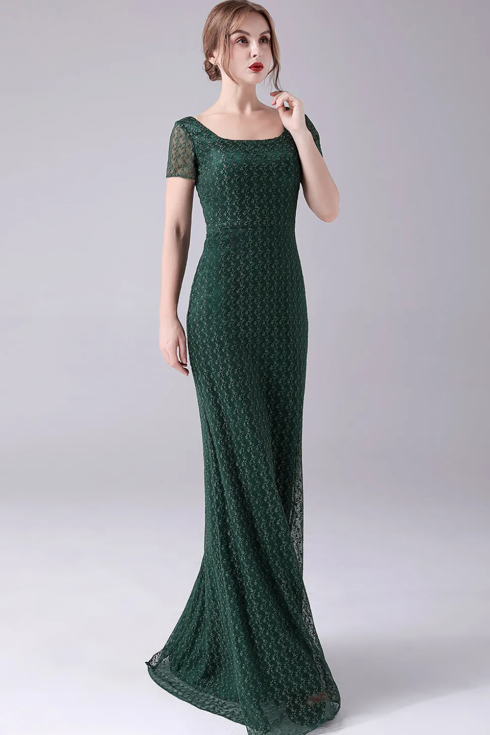 Sereia Verde Escura Pescoço Quadrado Chão-Comprimento Mãe Do Vestido Da Noiva