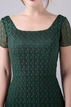 Sereia Verde Escura Pescoço Quadrado Chão-Comprimento Mãe Do Vestido Da Noiva