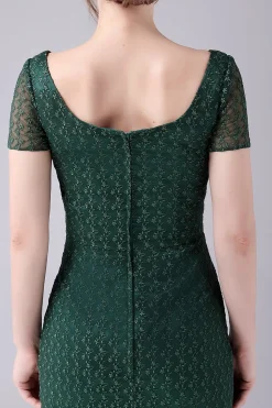 Sereia Verde Escura Pescoço Quadrado Chão-Comprimento Mãe Do Vestido Da Noiva