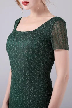 Sereia Verde Escura Pescoço Quadrado Chão-Comprimento Mãe Do Vestido Da Noiva