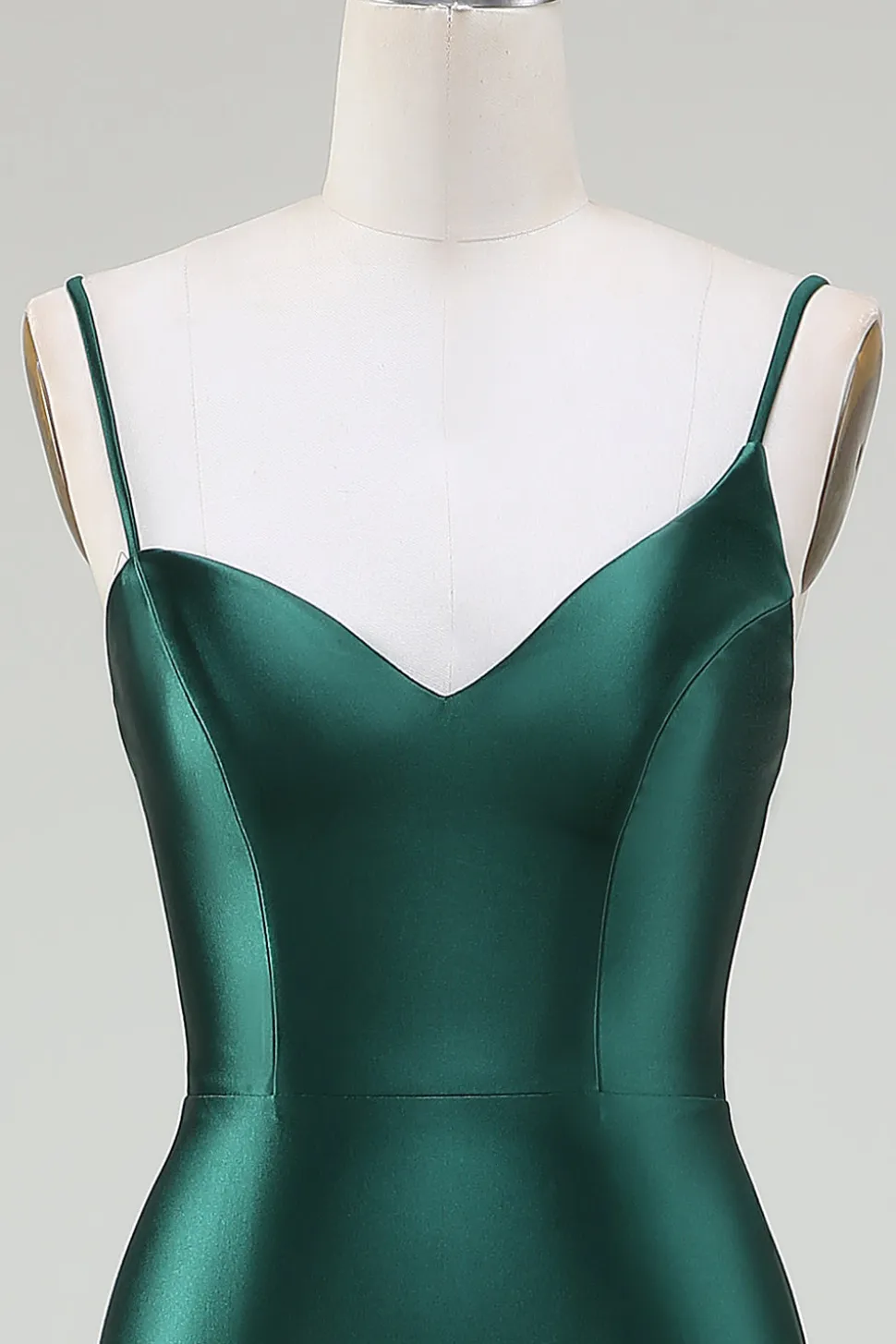 Sereia Verde Escuro Alças Esparguete Varrer Trem Vestido Baile