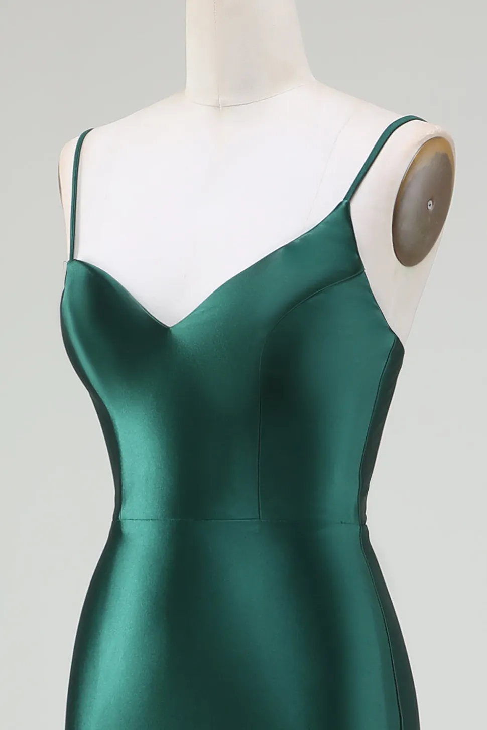 Sereia Verde Escuro Alças Esparguete Varrer Trem Vestido Baile