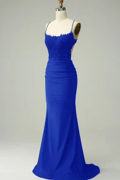 Sereia Verde Escuro Halter Long Prom Dress com Appliques Beading