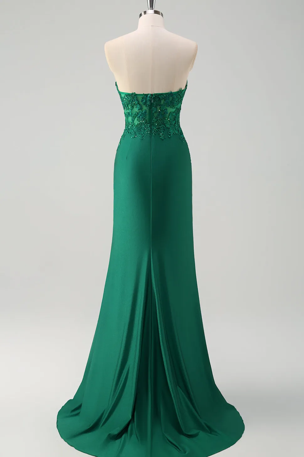 Sereia Verde Strapless Cut out Corset Long Prom Dress com Fenda