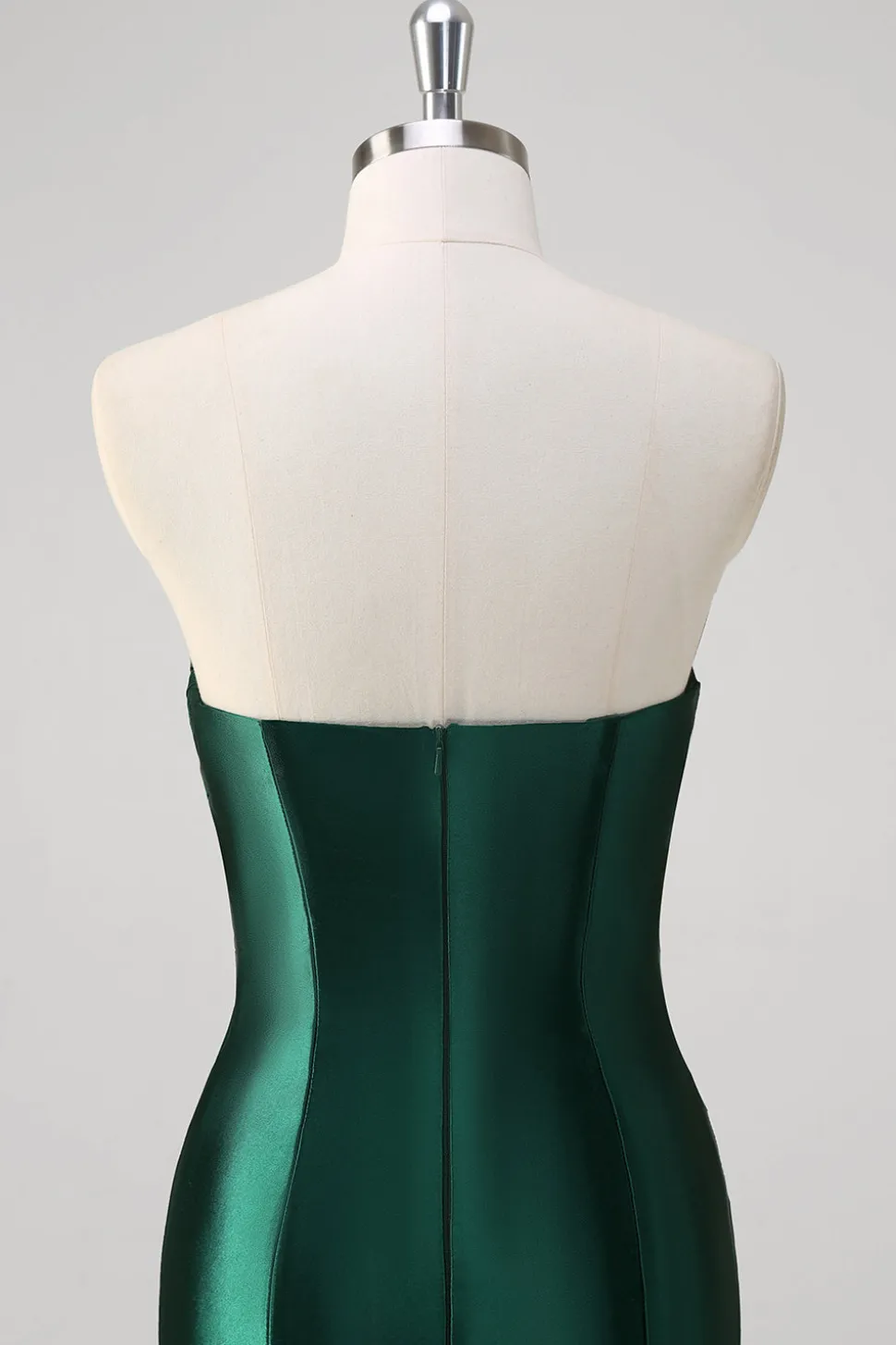Sereia Vermelha Cetim Strapless plissado lantejoulas longo vestido de baile com fenda