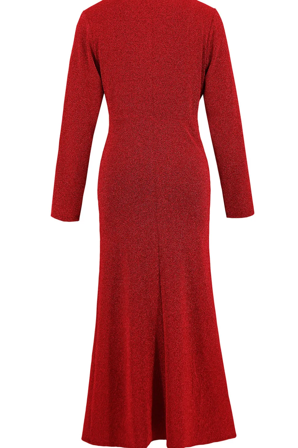 Sereia Vermelha Scoop Neck Vestido de Festa Longo com Mangas Longas